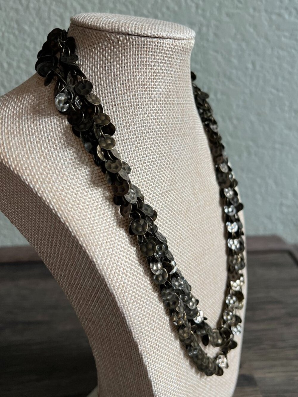 Antique Brass Disc Chain w/ Coin-Like Charms Designer Carmen Q